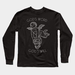 God’s word god’s will angel skull quote design Long Sleeve T-Shirt